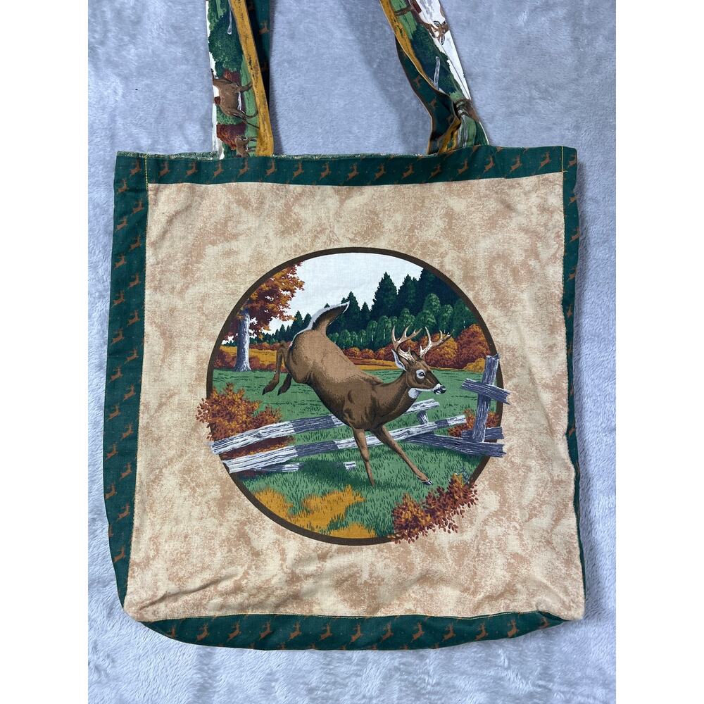 Handmade Deer Outdoors Print Tote Bag Nature Forest Shoulder Bag Canvas Style - Picture 4 of 10